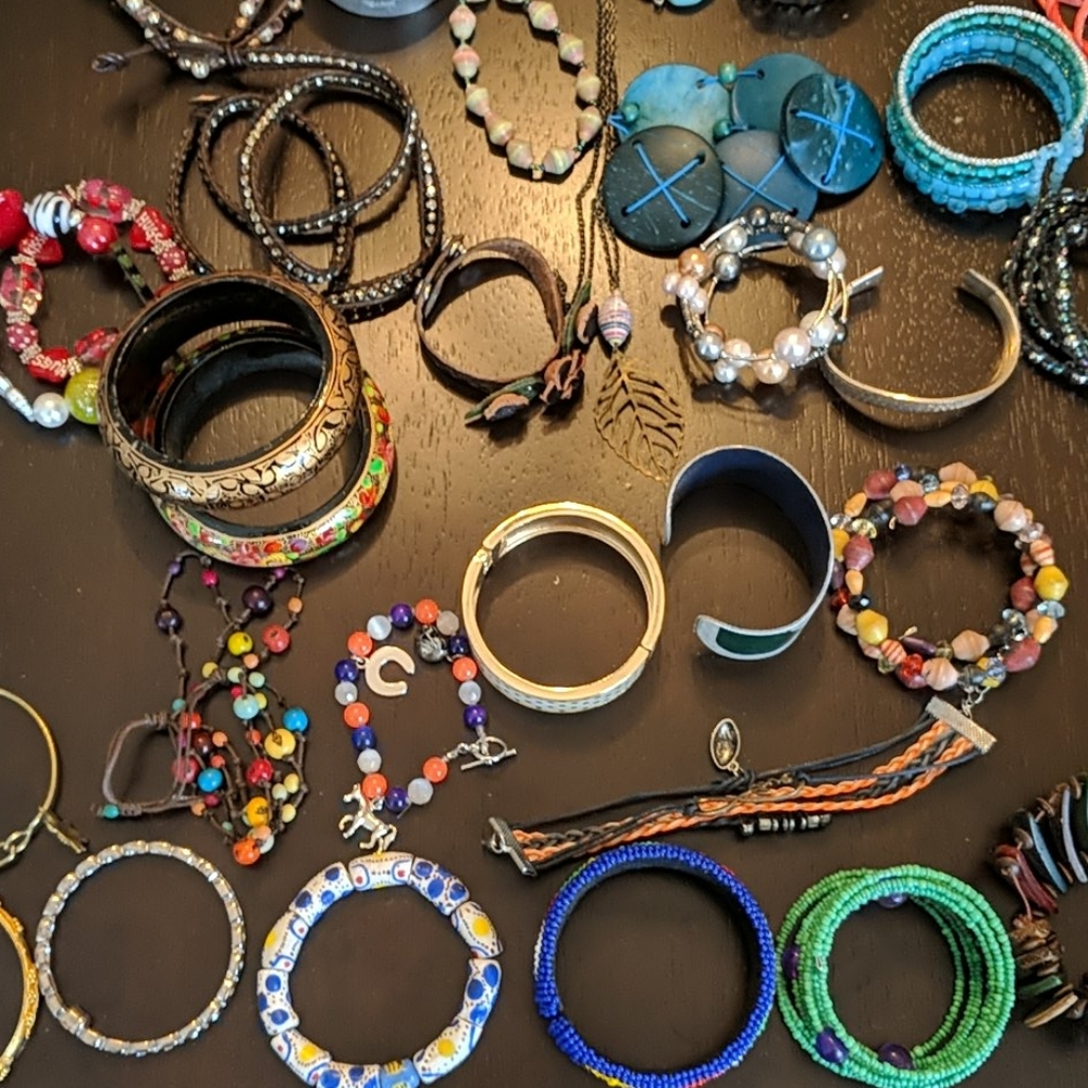 Set of assorted bracelets.